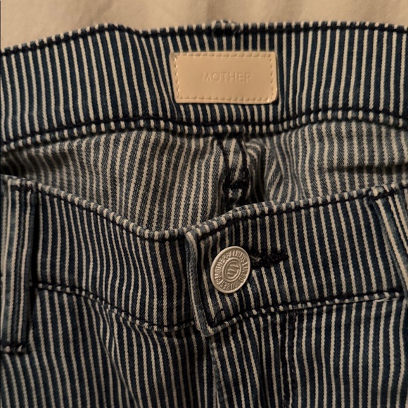 MOTHER Navy and White Striped Jeans - Picture 3 of 5